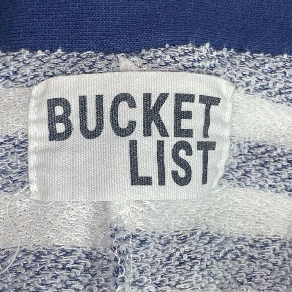 Bucketlist Navy Blue Striped Oversized Button Up Fleece Sweater Sweatshirt Sz 2X - Picture 4 of 4